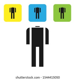 Black Wetsuit for scuba diving icon isolated on white background. Diving underwater equipment. Set of colorful square icon buttons. Vector Illustration