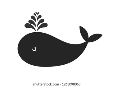 Black whale icon. Vector illustration.