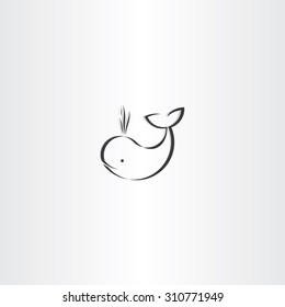 black whale line vector icon logo