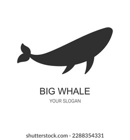 Black whale logo. Silhouette vector illustration.