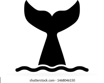 black whale tail icon. vector illustration.