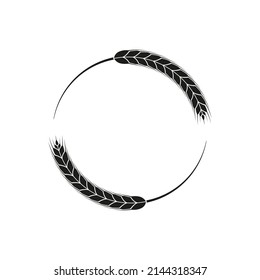 Schwarze Weizenähren in Kreisform Symbol. Landwirtschaftlicher Weizen. Vektorgrafik.