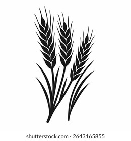 Black Wheat Stalks Design Decorative Graphic Isolated