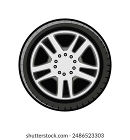 black wheel car cartoon. vehicle speed, sport road, motor automotive black wheel car sign. isolated symbol vector illustration