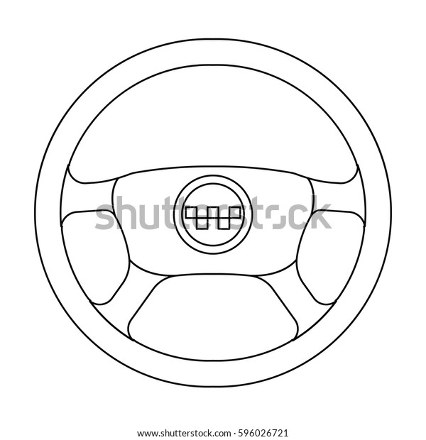 Black wheel with emblem of taxi. The\
element to control the taxi car.Taxi station single icon in outline\
style vector symbol stock\
illustration.