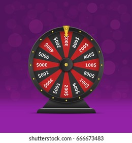 Black wheel of fortune. Casino online, money prize