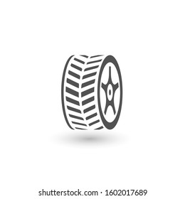 Black wheel icon on white. Vector Eps 10 .