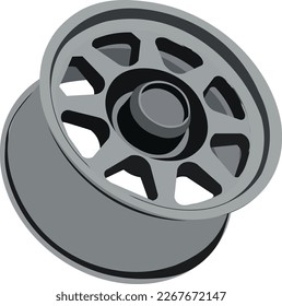 Black wheel isolated on transparent background