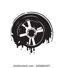 Señal de la rueda negra. Ilustración del vector