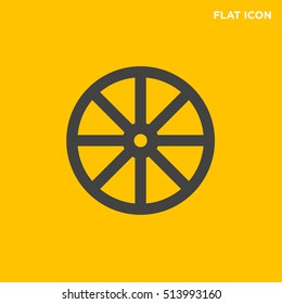 Black wheel vector icon on yellow background