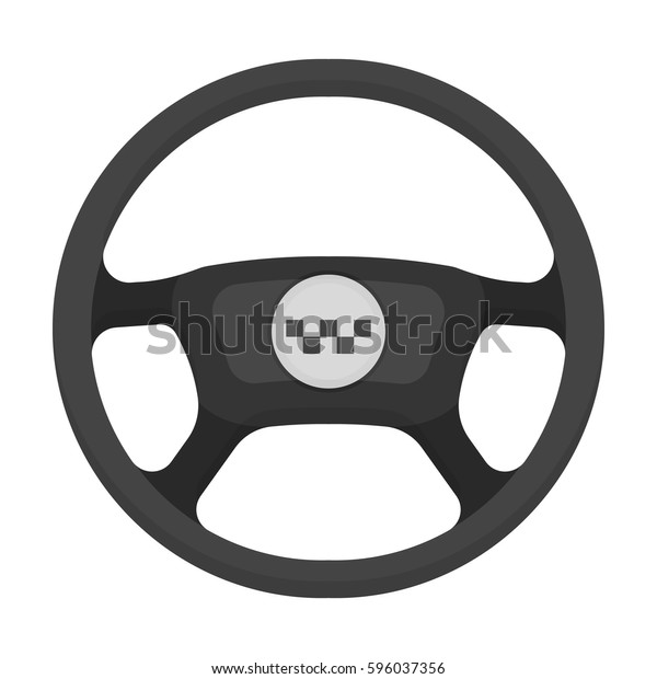 Black wheel with yellow emblem of\
taxi. The element to control the taxi car.Taxi station single icon\
in monochrome style vector symbol stock\
illustration.