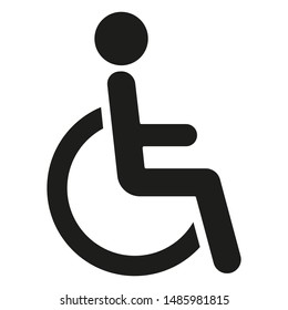 Black wheelchair icon isolated on white background