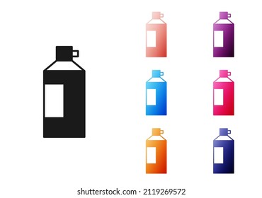 Black Whipped cream in an aerosol can icon isolated on white background. Sweet dairy product. Milk product and sweet symbol. Set icons colorful. Vector
