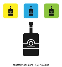 Black Whiskey bottle icon isolated on white background. Set icons colorful square buttons. Vector Illustration
