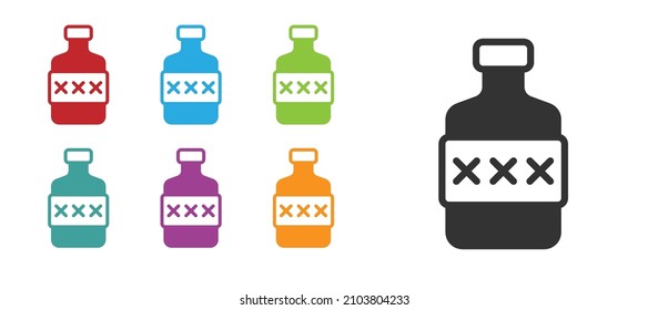 Black Whiskey bottle icon isolated on white background. Set icons colorful. Vector