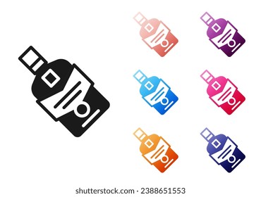 Black Whiskey bottle icon isolated on white background. Set icons colorful. Vector