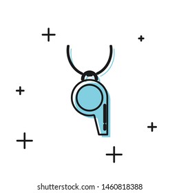 Black Whistle icon isolated on white background. Referee symbol. Fitness and sport sign.  Vector Illustration