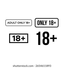 Black and White 18+ Age Restriction Label Icon