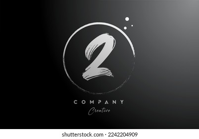 black white 2 number letter logo icon design with dots and circle. Creative gradient template for business and company