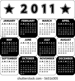 Black and white 2011 calendar