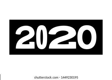 Black and white 2020 symbol different width characters. Winter holiday themed vector illustration for stamp, certificate, brochure, gift card, invitation, poster, coupon or banner decoration
