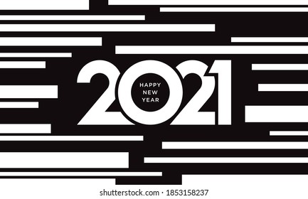 tarjeta de fondo de diseño vectorial 2021 blanco negro. concepto creativo feliz ilustración vectorial de año nuevo.