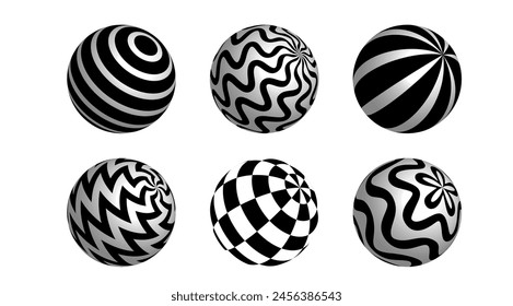 Black and White 3D Ball Vector with Abstract Pattern, Abstract Decoration, Modern Texture illustration background