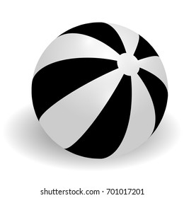 black and white  3d beach ball on a transparent background