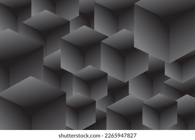 black and white 3D box abstract geometric background