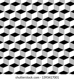 Black And White 3d Cube Geometric Pattern Vector