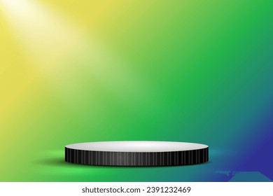 Black and white 3D cylinder pedestal podium