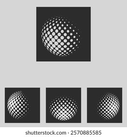 black and white 3D dots sphere net technology ball sign collection