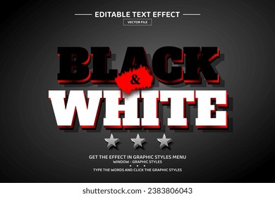 Black white 3D editable text effect template