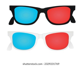 Black and white 3D glasses. vector illustration