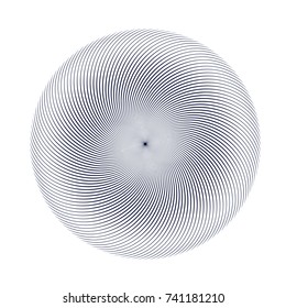 Black and white 3D patterned shapes vector design elements.Striped 3d circle.