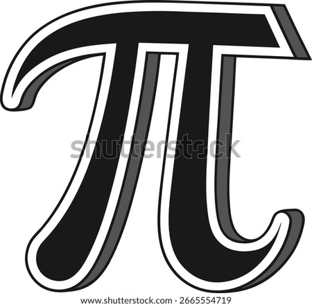 Black and White 3D Pi Symbol Isolated on White Background greek letter mathematics