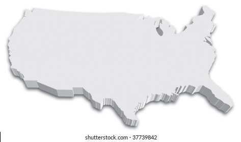 Black & White 3D USA State map
