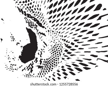Black and white 3d vector image. Backdrop, pattern, distressed image. svg