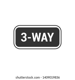 Black and White 3-Way Sign isolated on white background. Traffic symbol modern simple vector icon