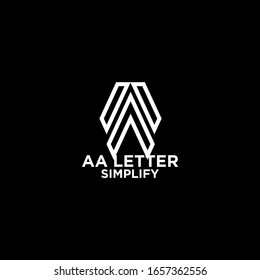 black white AA simple modern letter logo design with black background