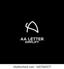 black white AA simple modern letter logo design with black background