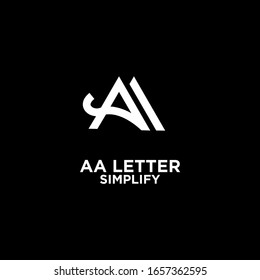 schwarz-weiß AA einfaches, modernes Logo-Design mit schwarzem Hintergrund
