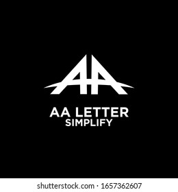 black white AA simple modern letter logo design with black background