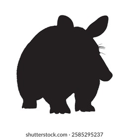 Black and White Aardvark Silhouette for Artistic Projects - Aardvark Vector - Aardvark Illustration