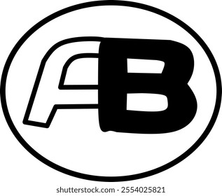 black and white AB logo icon. Vector Abstract AB logo monogram template