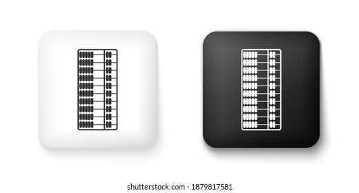 Black and white Abacus icon isolated on white background. Traditional counting frame. Education sign. Mathematics school. Square button. Vector.