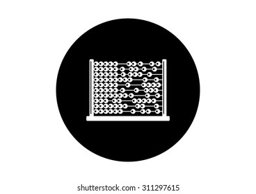Black and white abacus icon on white background