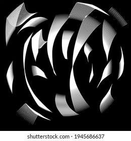 diseño de arte de onda abstrack en blanco y negro