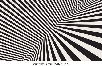 Black and white abstract art background with diagonal lines. Striped optical illusion.