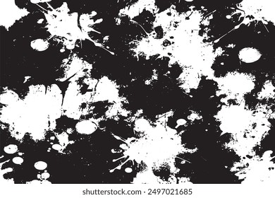 Black and White Abstract Art Seamless Pattern Background with Distressed Grunge Paint Spots